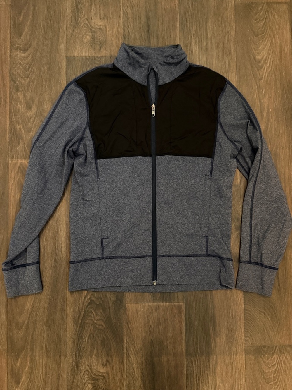 Lululemon Heather Navy and Black Zip-Up Athletic Jacket